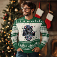 Funny Grim Reaper Cat Dart Player Ugly Christmas Sweater Gothic Dartist Gift - Wonder Print Shop