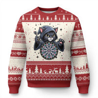 Funny Grim Reaper Cat Dart Player Ugly Christmas Sweater Gothic Dartist Gift - Wonder Print Shop
