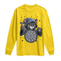 Funny Grim Reaper Cat Dart Player Long Sleeve Shirt Gothic Dartist Gift - Wonder Print Shop