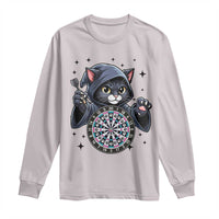 Funny Grim Reaper Cat Dart Player Long Sleeve Shirt Gothic Dartist Gift - Wonder Print Shop
