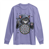 Funny Grim Reaper Cat Dart Player Long Sleeve Shirt Gothic Dartist Gift - Wonder Print Shop