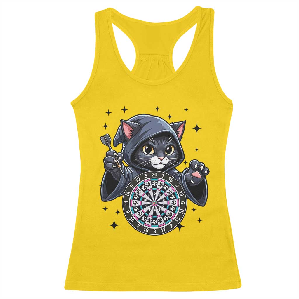 Funny Grim Reaper Cat Dart Player Racerback Tank Top Gothic Dartist Gift - Wonder Print Shop