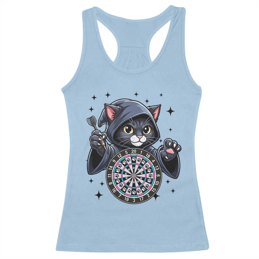 Funny Grim Reaper Cat Dart Player Racerback Tank Top Gothic Dartist Gift - Wonder Print Shop