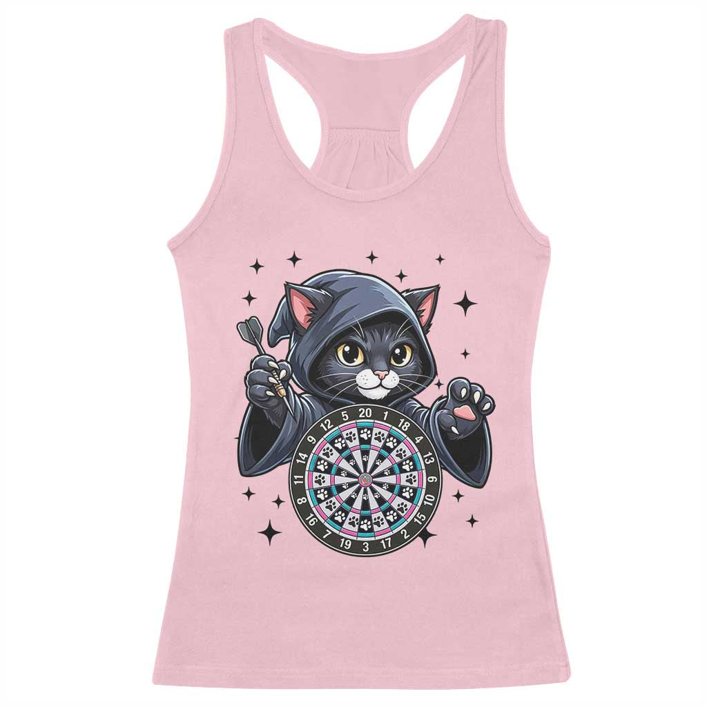 Funny Grim Reaper Cat Dart Player Racerback Tank Top Gothic Dartist Gift - Wonder Print Shop