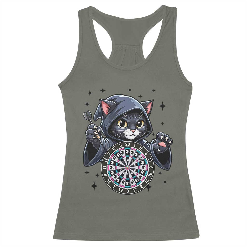 Funny Grim Reaper Cat Dart Player Racerback Tank Top Gothic Dartist Gift - Wonder Print Shop