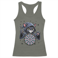 Funny Grim Reaper Cat Dart Player Racerback Tank Top Gothic Dartist Gift - Wonder Print Shop