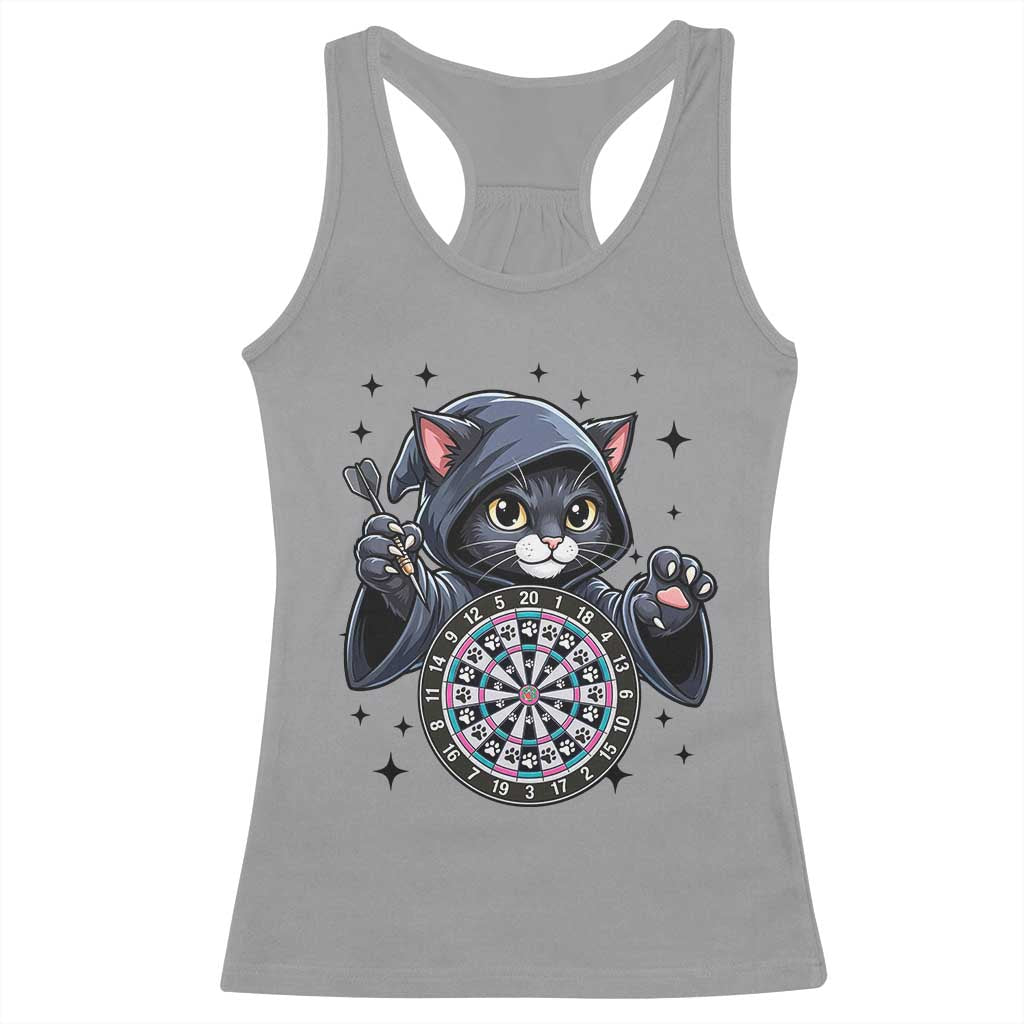 Funny Grim Reaper Cat Dart Player Racerback Tank Top Gothic Dartist Gift - Wonder Print Shop