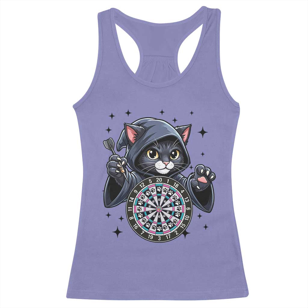 Funny Grim Reaper Cat Dart Player Racerback Tank Top Gothic Dartist Gift - Wonder Print Shop