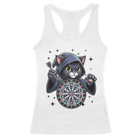 Funny Grim Reaper Cat Dart Player Racerback Tank Top Gothic Dartist Gift - Wonder Print Shop