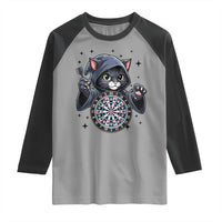 Funny Grim Reaper Cat Dart Player Raglan Shirt Gothic Dartist Gift - Wonder Print Shop