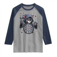 Funny Grim Reaper Cat Dart Player Raglan Shirt Gothic Dartist Gift - Wonder Print Shop