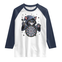 Funny Grim Reaper Cat Dart Player Raglan Shirt Gothic Dartist Gift - Wonder Print Shop