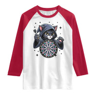 Funny Grim Reaper Cat Dart Player Raglan Shirt Gothic Dartist Gift - Wonder Print Shop