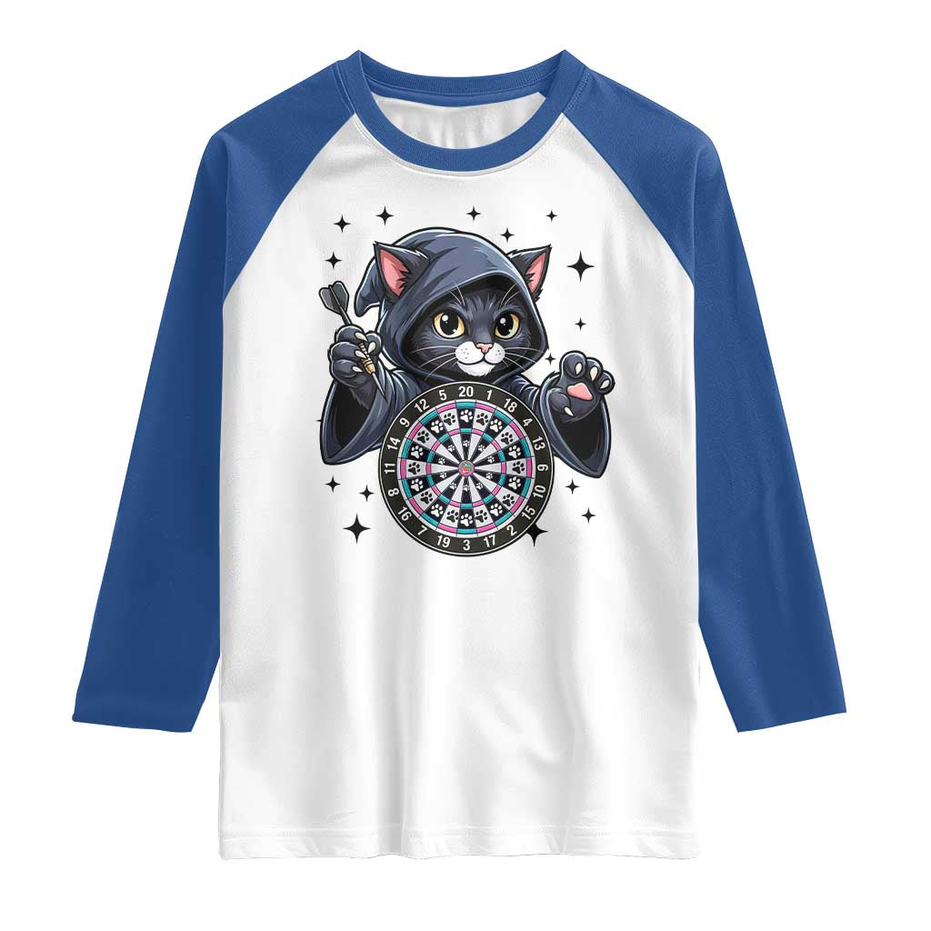 Funny Grim Reaper Cat Dart Player Raglan Shirt Gothic Dartist Gift - Wonder Print Shop