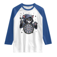 Funny Grim Reaper Cat Dart Player Raglan Shirt Gothic Dartist Gift - Wonder Print Shop