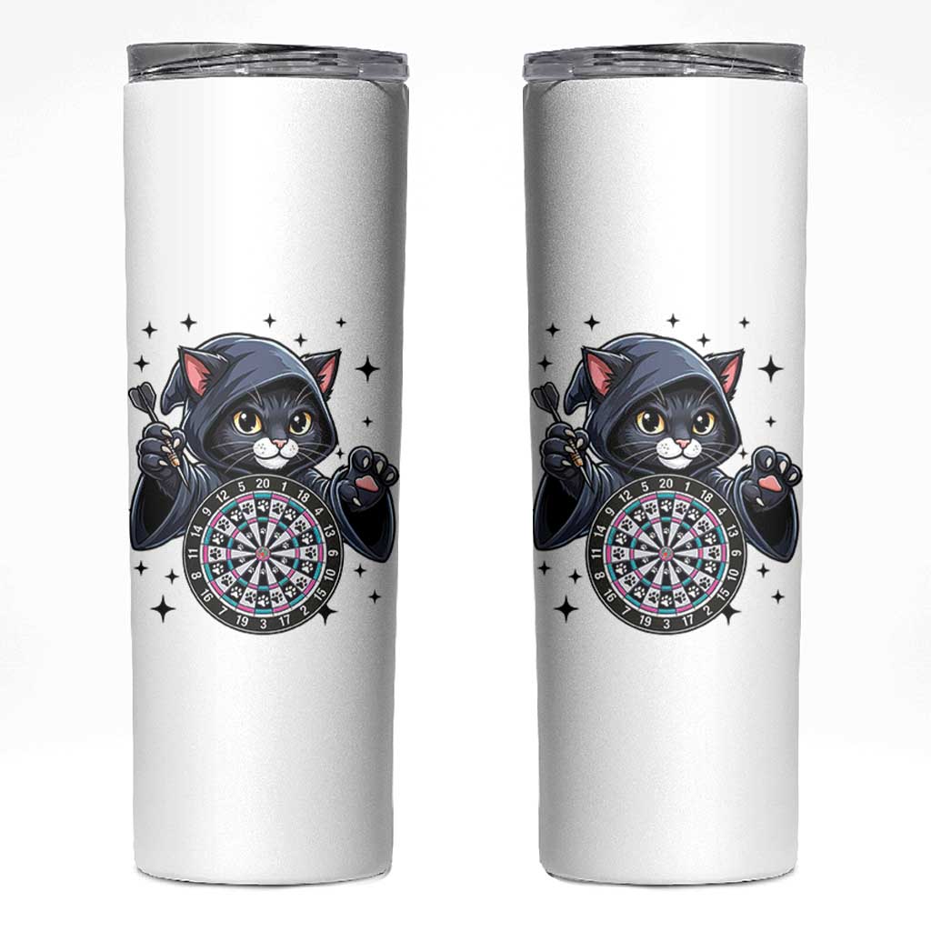 Funny Grim Reaper Cat Dart Player Skinny Tumbler Gothic Dartist Gift - Wonder Print Shop