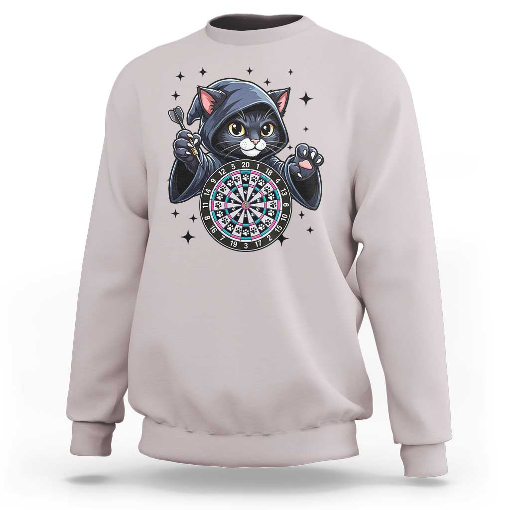 Funny Grim Reaper Cat Dart Player Sweatshirt Gothic Dartist Gift - Wonder Print Shop
