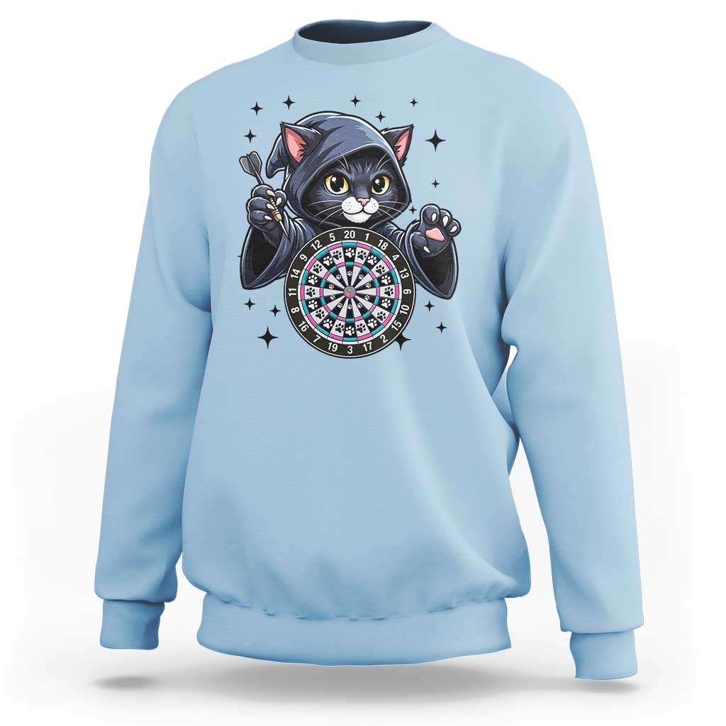 Funny Grim Reaper Cat Dart Player Sweatshirt Gothic Dartist Gift - Wonder Print Shop