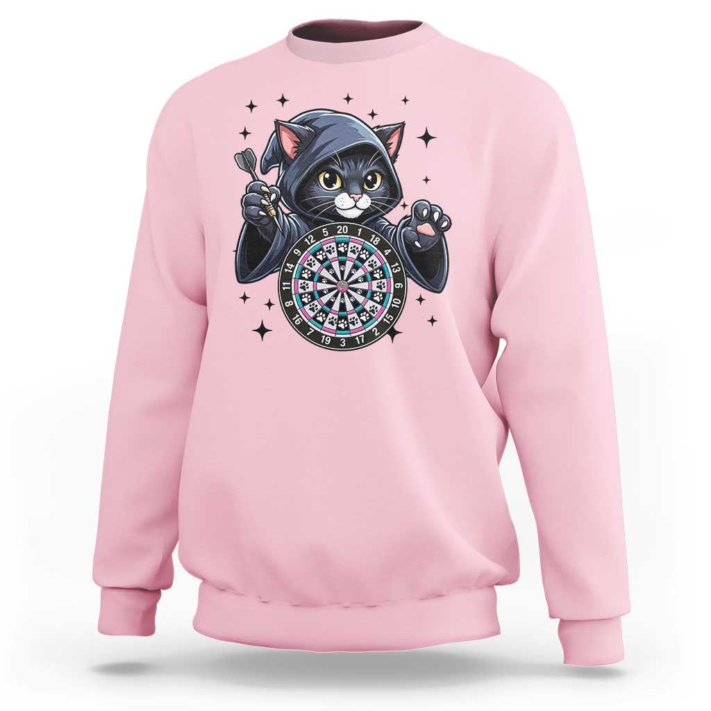 Funny Grim Reaper Cat Dart Player Sweatshirt Gothic Dartist Gift - Wonder Print Shop