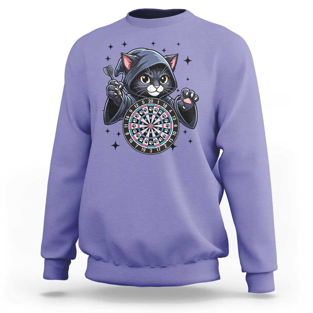 Funny Grim Reaper Cat Dart Player Sweatshirt Gothic Dartist Gift - Wonder Print Shop