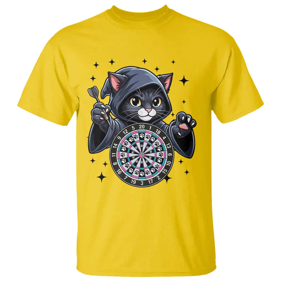 Funny Grim Reaper Cat Dart Player T Shirt Gothic Dartist Gift - Wonder Print Shop