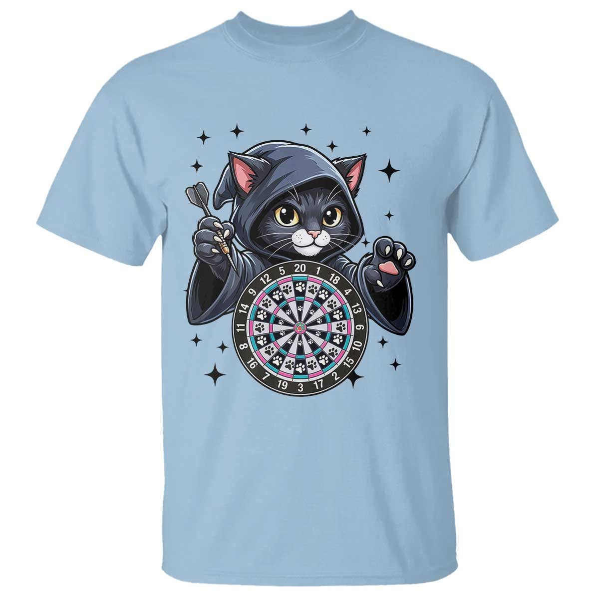 Funny Grim Reaper Cat Dart Player T Shirt Gothic Dartist Gift - Wonder Print Shop