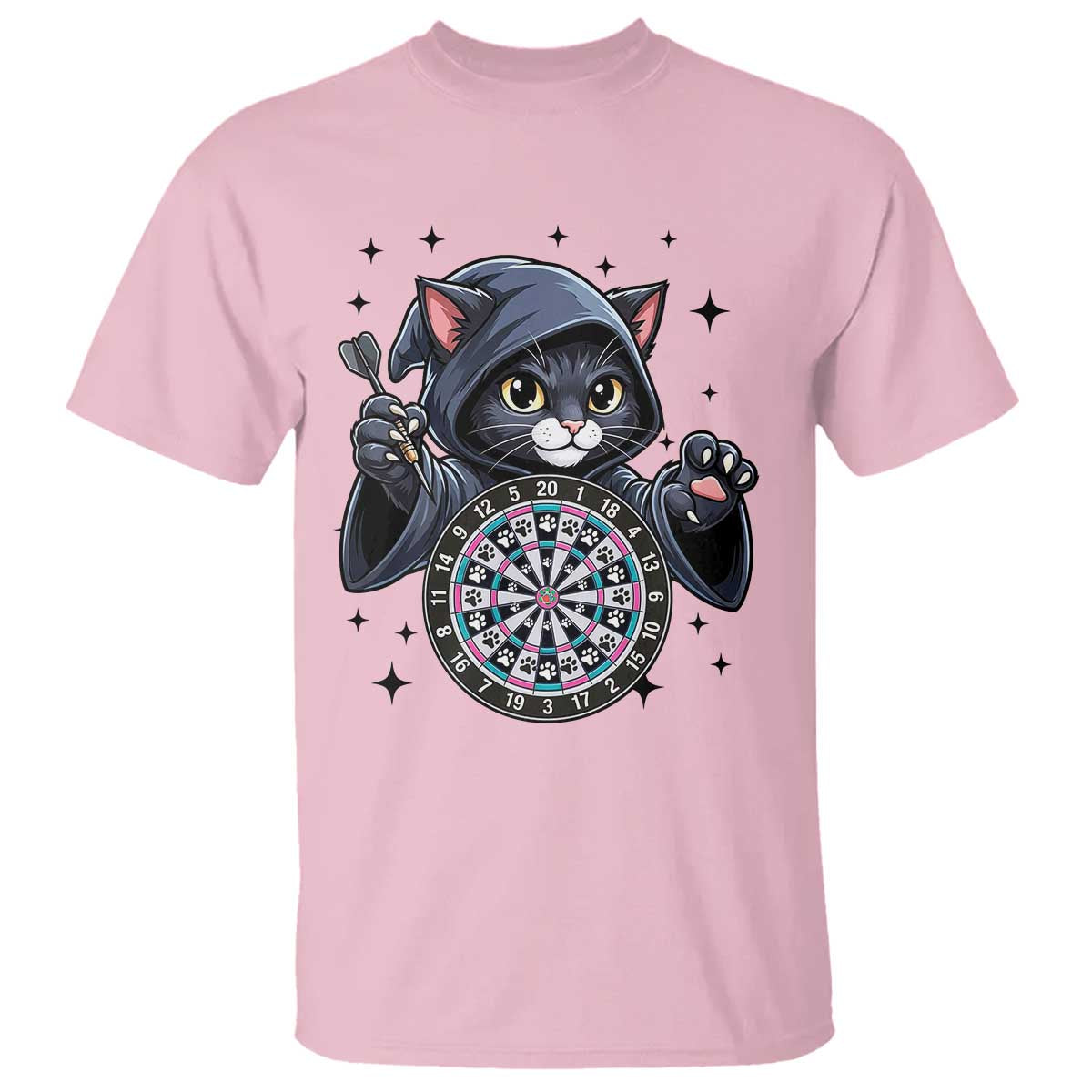 Funny Grim Reaper Cat Dart Player T Shirt Gothic Dartist Gift - Wonder Print Shop