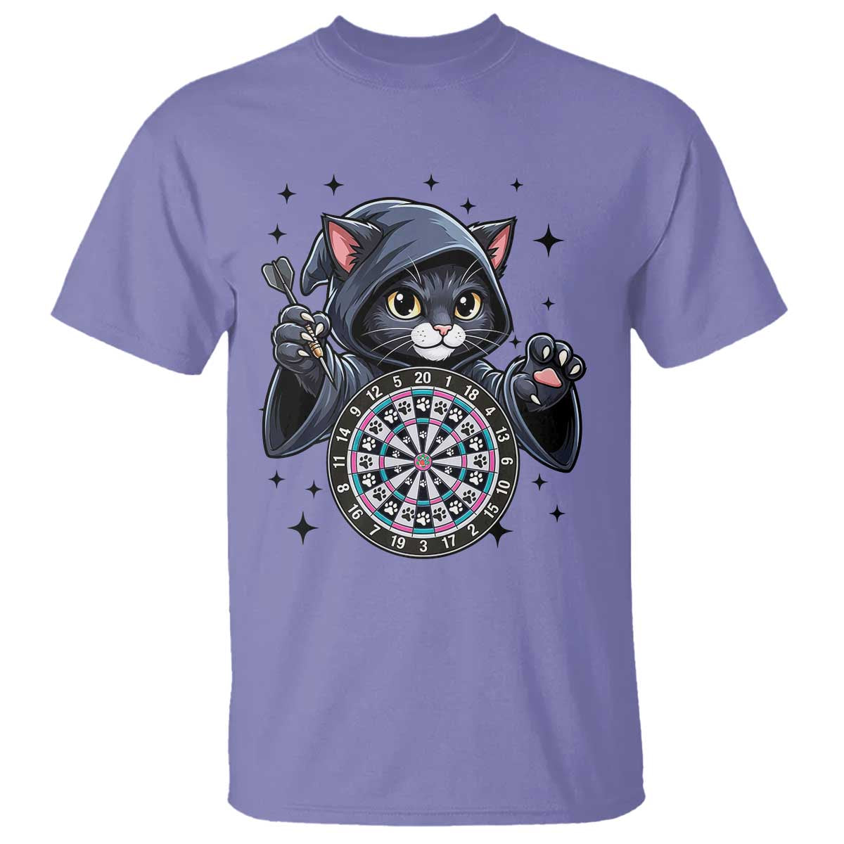 Funny Grim Reaper Cat Dart Player T Shirt Gothic Dartist Gift - Wonder Print Shop