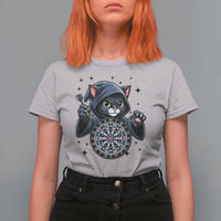 Funny Grim Reaper Cat Dart Player T Shirt For Women Gothic Dartist Gift - Wonder Print Shop