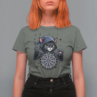 Funny Grim Reaper Cat Dart Player T Shirt For Women Gothic Dartist Gift - Wonder Print Shop