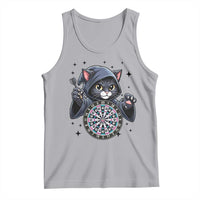 Funny Grim Reaper Cat Dart Player Tank Top Gothic Dartist Gift - Wonder Print Shop
