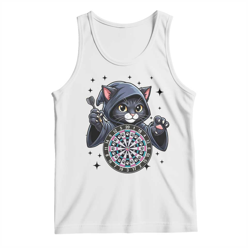 Funny Grim Reaper Cat Dart Player Tank Top Gothic Dartist Gift - Wonder Print Shop