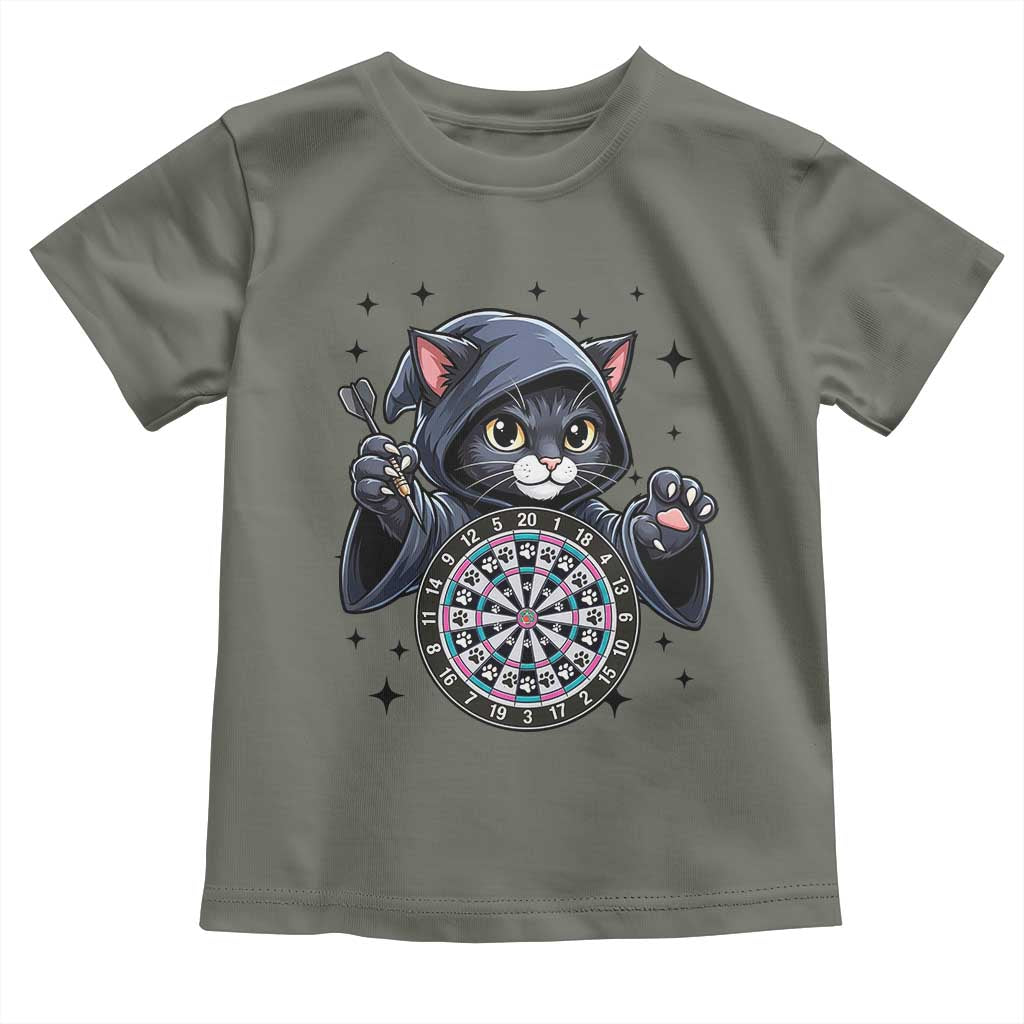 Funny Grim Reaper Cat Dart Player Toddler T Shirt Gothic Dartist Gift - Wonder Print Shop