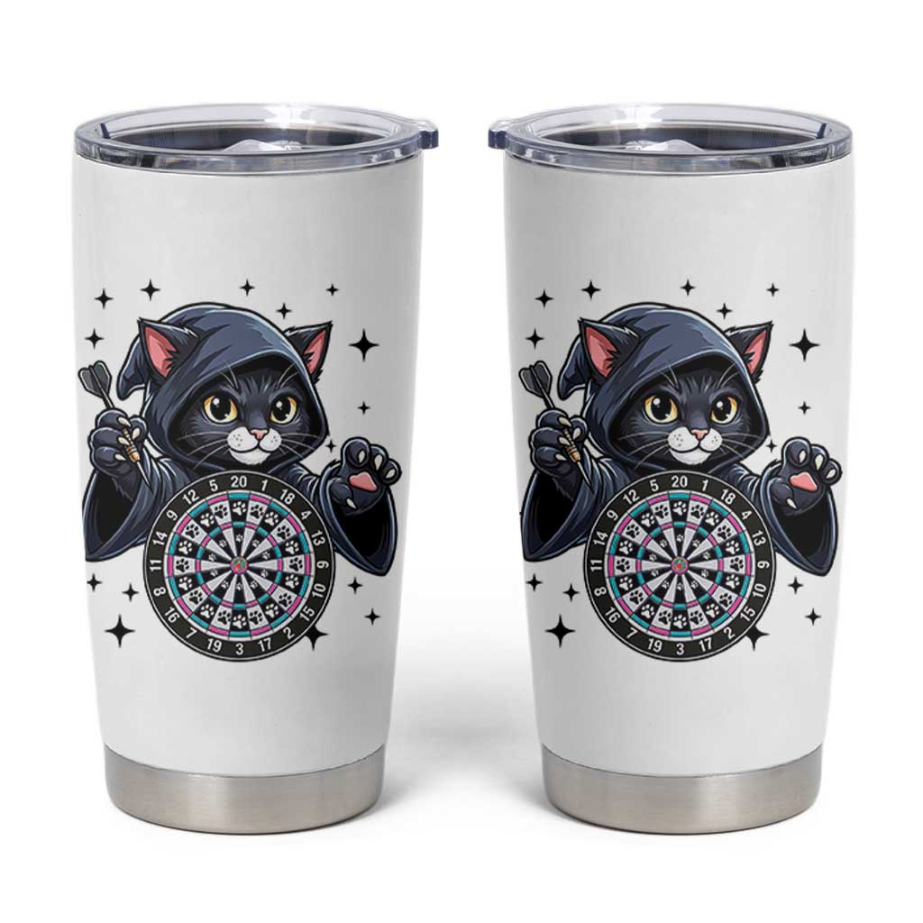 Funny Grim Reaper Cat Dart Player Tumbler Cup Gothic Dartist Gift - Wonder Print Shop