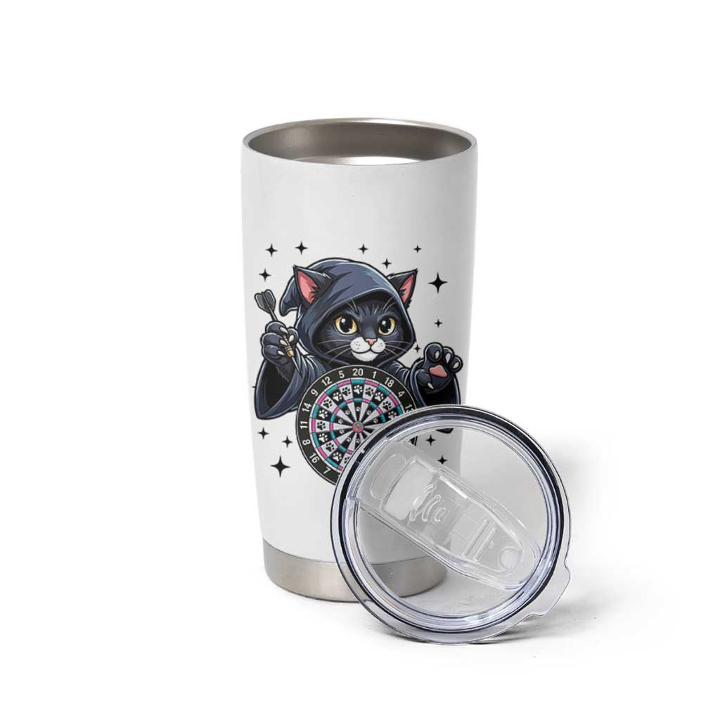 Funny Grim Reaper Cat Dart Player Tumbler Cup Gothic Dartist Gift - Wonder Print Shop