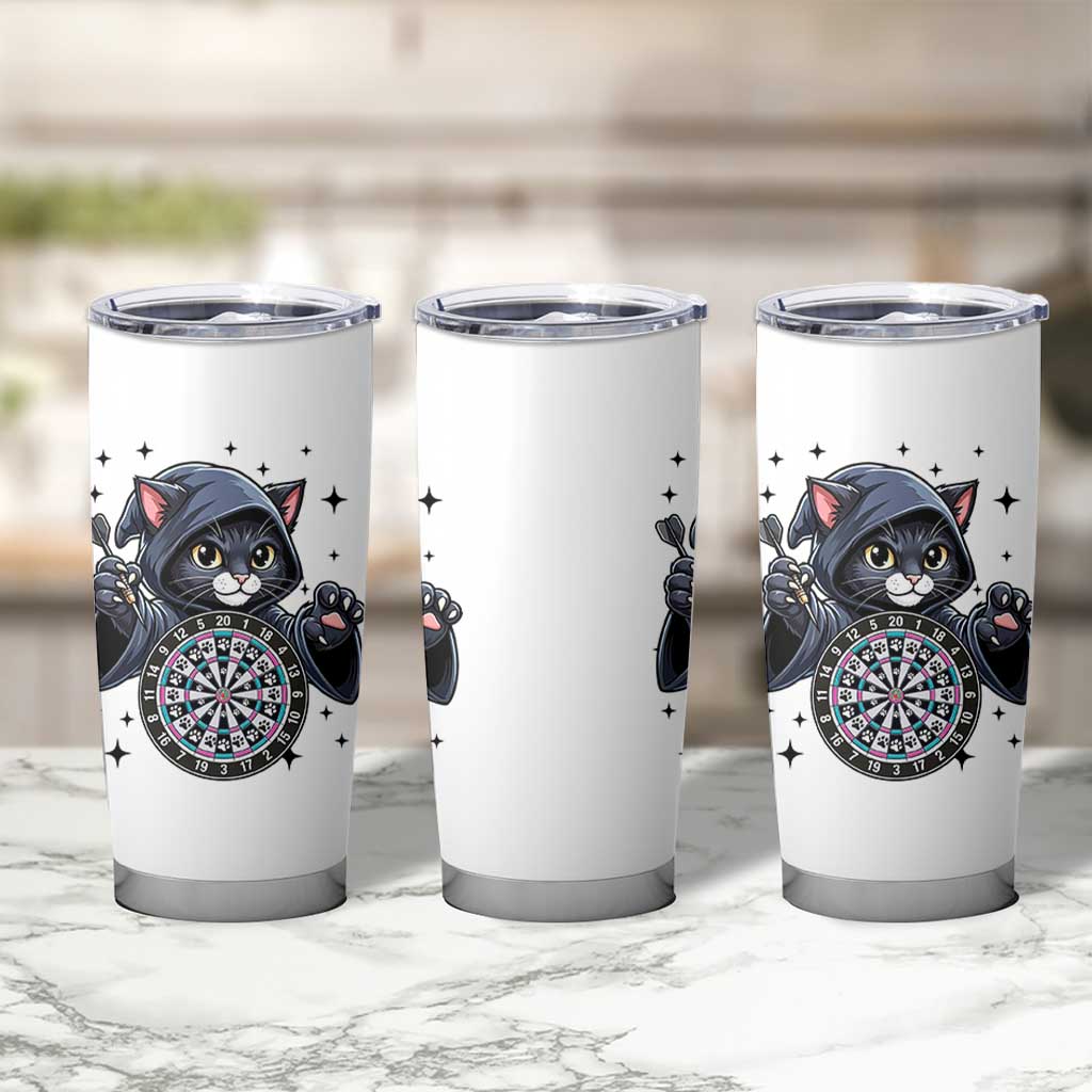 Funny Grim Reaper Cat Dart Player Tumbler Cup Gothic Dartist Gift - Wonder Print Shop