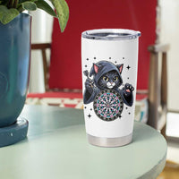 Funny Grim Reaper Cat Dart Player Tumbler Cup Gothic Dartist Gift - Wonder Print Shop