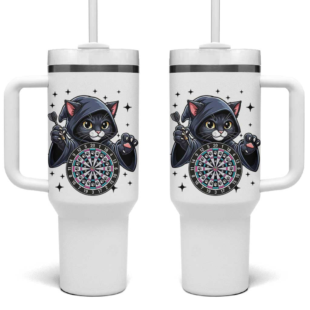 Funny Grim Reaper Cat Dart Player Tumbler With Handle Gothic Dartist Gift - Wonder Print Shop