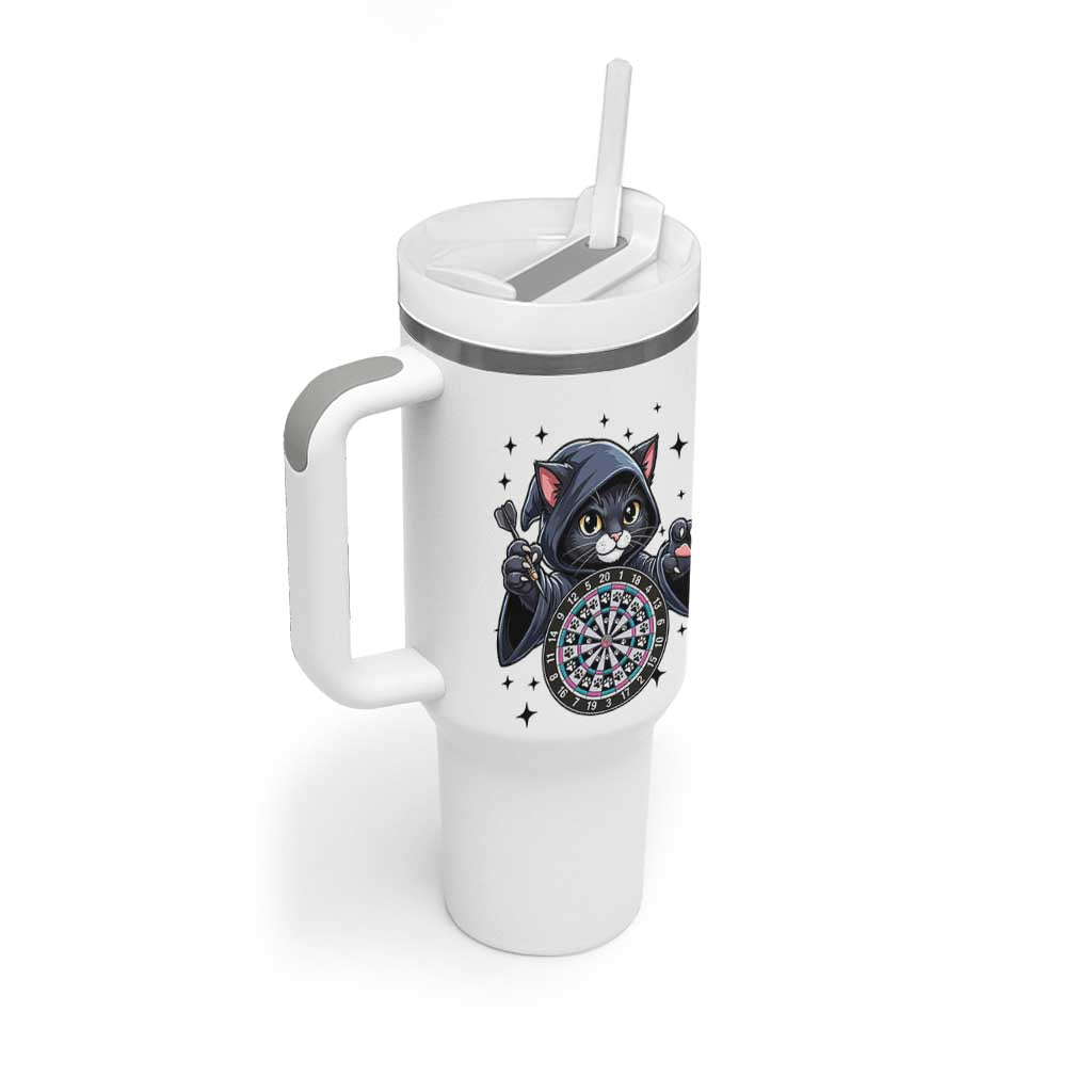 Funny Grim Reaper Cat Dart Player Tumbler With Handle Gothic Dartist Gift - Wonder Print Shop
