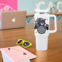 Funny Grim Reaper Cat Dart Player Tumbler With Handle Gothic Dartist Gift - Wonder Print Shop