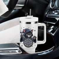 Funny Grim Reaper Cat Dart Player Tumbler With Handle Gothic Dartist Gift - Wonder Print Shop