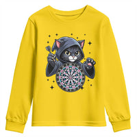Funny Grim Reaper Cat Dart Player Youth Sweatshirt Gothic Dartist Gift - Wonder Print Shop