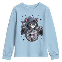 Funny Grim Reaper Cat Dart Player Youth Sweatshirt Gothic Dartist Gift - Wonder Print Shop