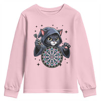 Funny Grim Reaper Cat Dart Player Youth Sweatshirt Gothic Dartist Gift - Wonder Print Shop