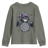 Funny Grim Reaper Cat Dart Player Youth Sweatshirt Gothic Dartist Gift - Wonder Print Shop