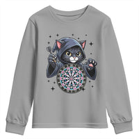 Funny Grim Reaper Cat Dart Player Youth Sweatshirt Gothic Dartist Gift - Wonder Print Shop