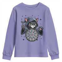 Funny Grim Reaper Cat Dart Player Youth Sweatshirt Gothic Dartist Gift - Wonder Print Shop