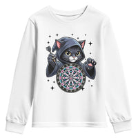Funny Grim Reaper Cat Dart Player Youth Sweatshirt Gothic Dartist Gift - Wonder Print Shop