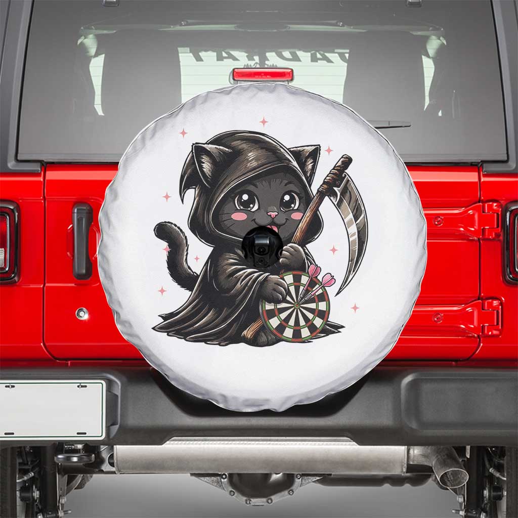 Dark Reaper Cat Throwing Darts Spare Tire Cover Funny Pub Game Gift - Wonder Print Shop