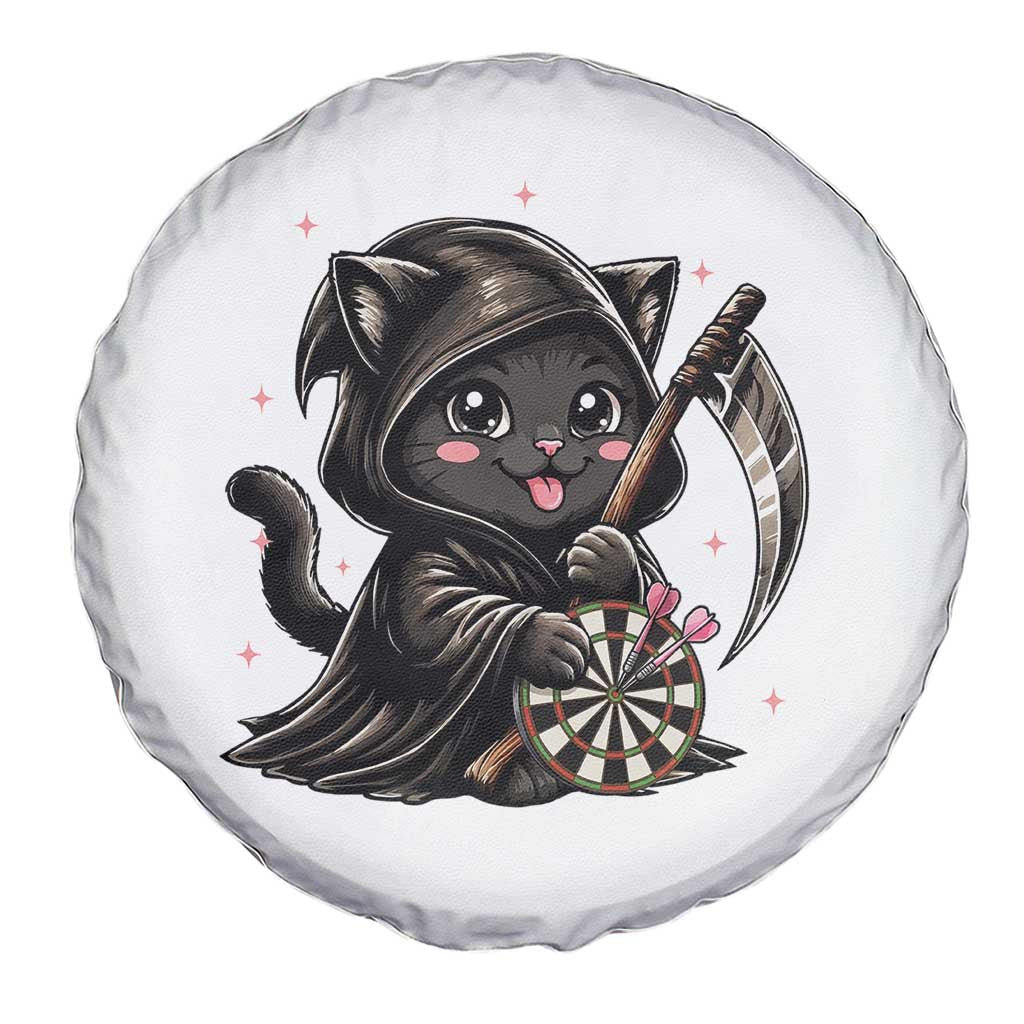Dark Reaper Cat Throwing Darts Spare Tire Cover Funny Pub Game Gift - Wonder Print Shop